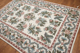 6x9 Traditional Hand Knotted Ivory Wool Needlepoint Oriental Area Rug